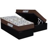 Cama Box Baú Solteiro: Colchão Espuma D45 Ortobom Ep Iso 150 Mega Firme Base Crc Suede Black(88x188)