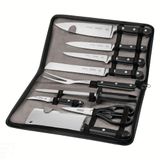 Kit Chef Em Aço Inox Cabo De Policarbonato E Fibra De Vidro Com Estojo 10 Peças