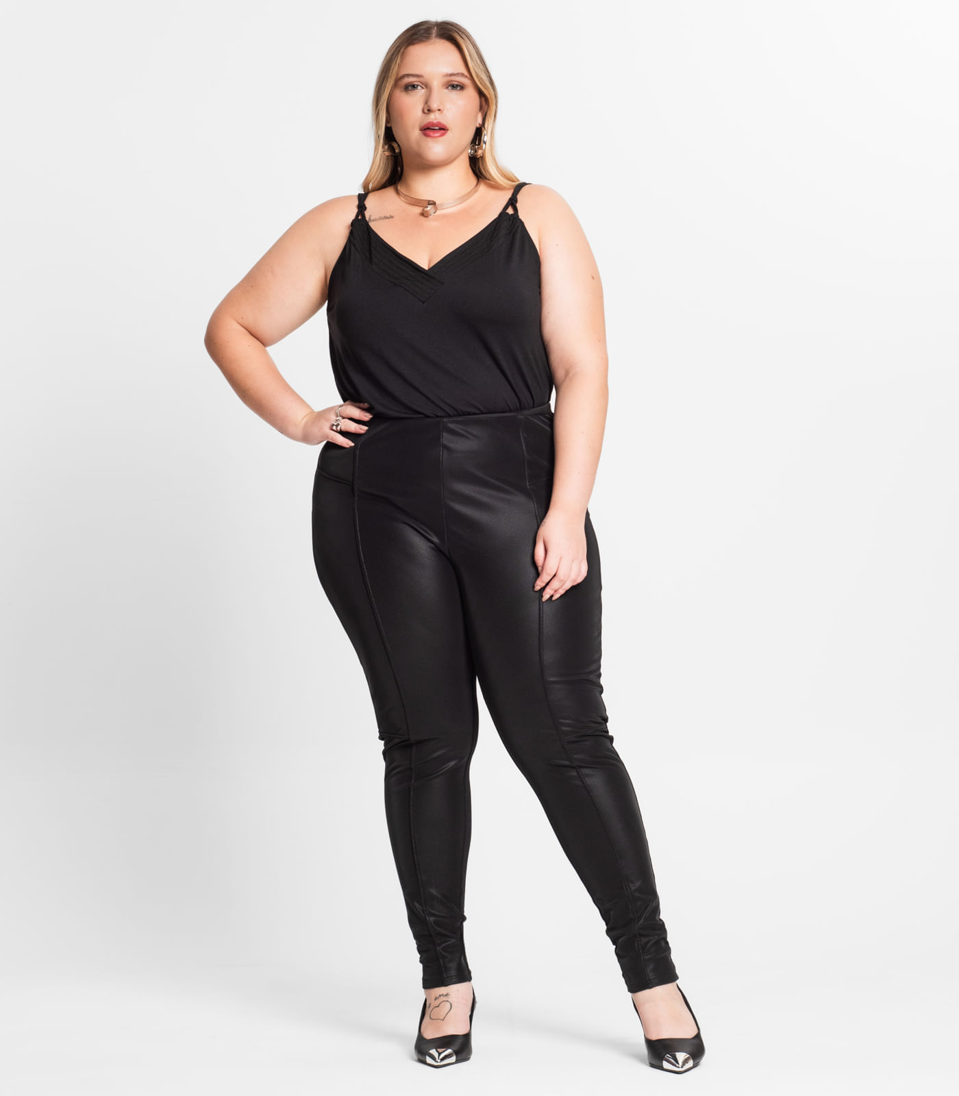 Legging Feminina Plus Size Secret Glam Preto Plus G3