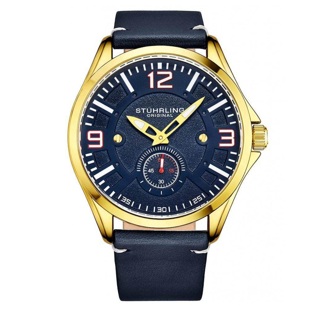 Relogio Masculino Stuhrling Aviator 3934 Quartzo 43mm, Azul