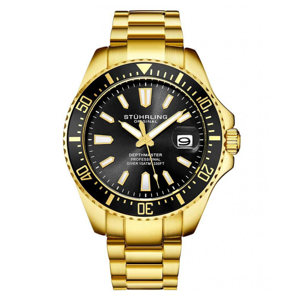 Relogio Masculino Stuhrling 3950a Quartzo 42mm, Dourado