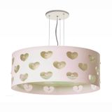 Lustre Infantil Pendente Corações Com Cristais 40x16 Cru/branco