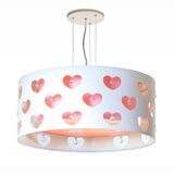 Lustre Infantil Pendente Corações Com Cristais 40x16 Rosa/branco