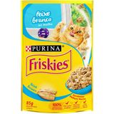 Kit Com 15 Unidades - Ração Úmida Friskies Adultos Peixe Branco Ao Molho Sachê 85g