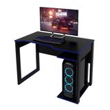 Mesa Para Computador Gamer Me4161 Preto Azul Preto Azul