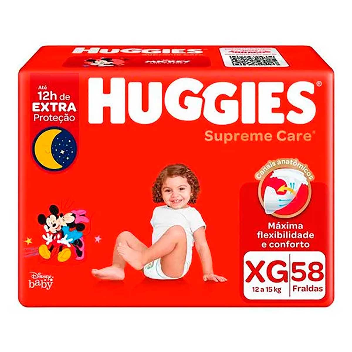 Fralda Descartável Infantil Huggies Supreme Care XG 12 a 15kg 58 Unidades