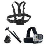 Kit Peito + Cabeça + Bastão Retrátil para GoPro