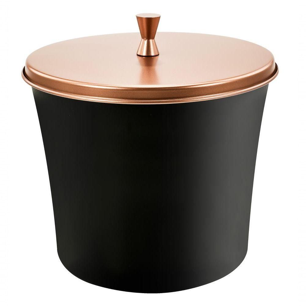 Lixeira De Pia Cesto De Lixo 3 Litros Banheiro Cozinha Preto Com Tampa De Aço Inox Cobre Rose Gold