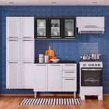 Cozinha Itatiaia Luce Compacta 4 Pecas 3 Vidros Branco / Preto Paneleiro Armario Aereo Gabinete