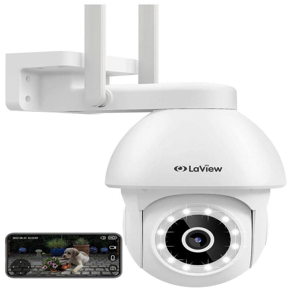 Câmera De Segurança Externa 4mp 2k Ip65 Com Áudio Bidirecional, Laview Lv Pwr18 W, Branca