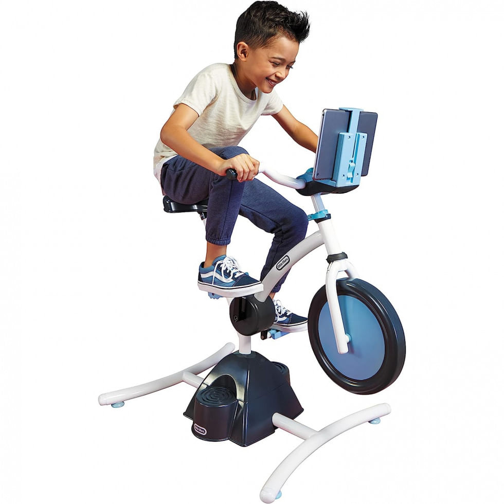 Bicicleta Ergometrica Infantil Com Suporte Para Tablet, Alto Falante E Bluetooth, Para Criancas De 3 A 7 Anos, Little Tikes 657917, Azul