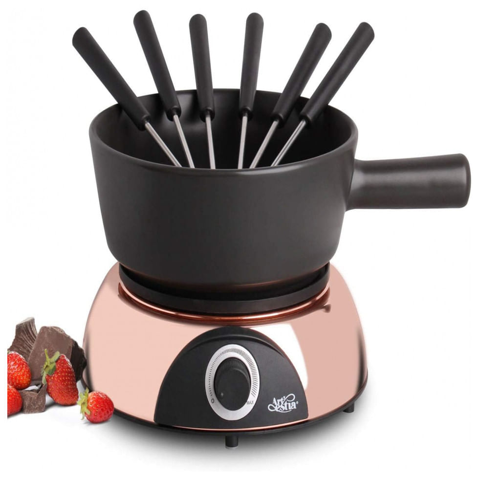 Panela De Fondue Eletrica Em Ceramica Com 6 Gfos, 1500w, 110v, Artestia Ar 89021, Rosa