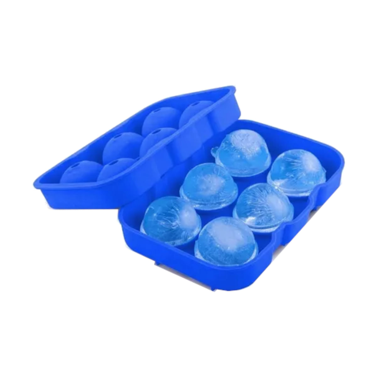 Forma Para Gelo Silicone 6 Esferas Grande Azul