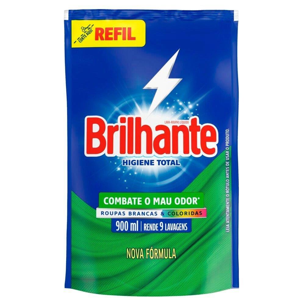 Sabão Líquido Brilhante Higiene Total Refil 900ml - Embalagem Com 12 Unidades