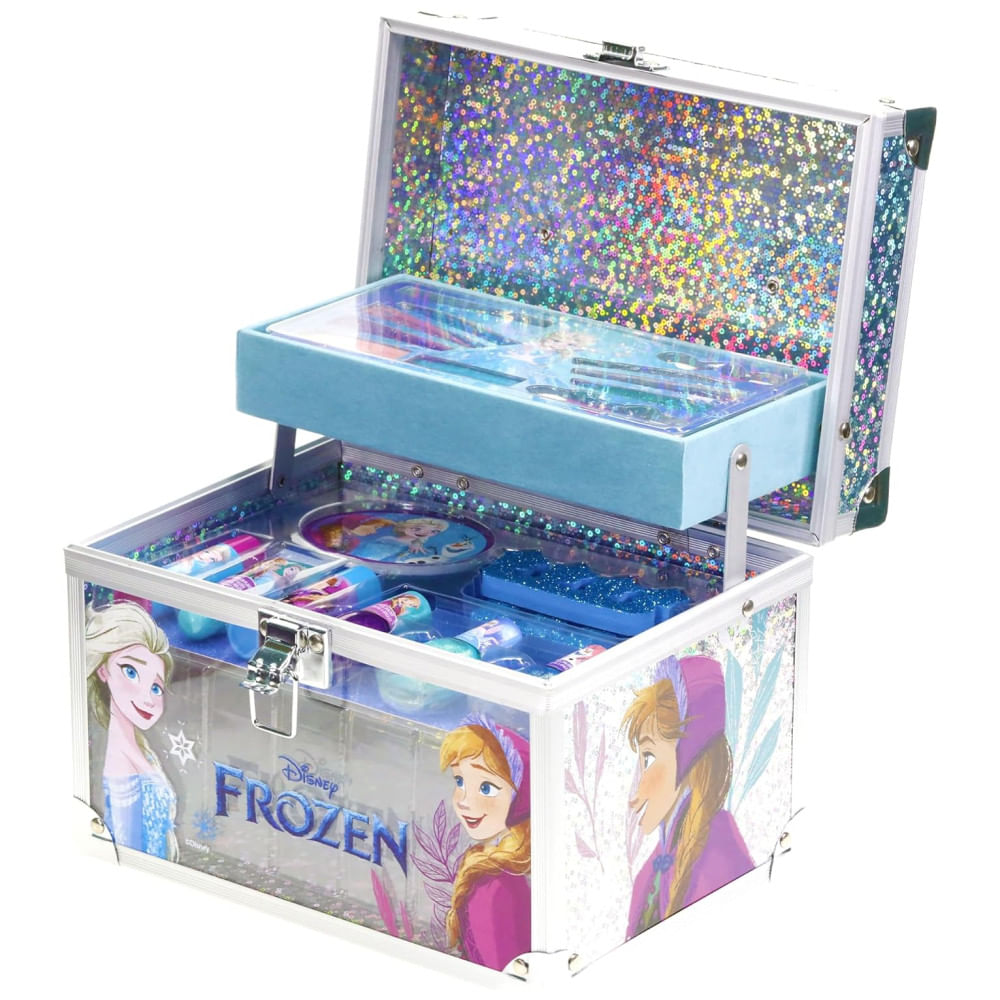 Kit De Maquiagem Infantil Com Mais De 10 Peças E Não Tóxico Para Crianças De 3 A 10 Anos, Townley Girl Frozen, Azul E Rosa