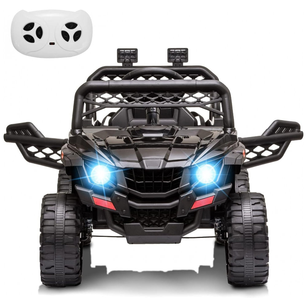 Carro Eletrico Infantil 1 Assento Com Suspencao, Luzes Led, Bateria 12v, Rctown, Preto