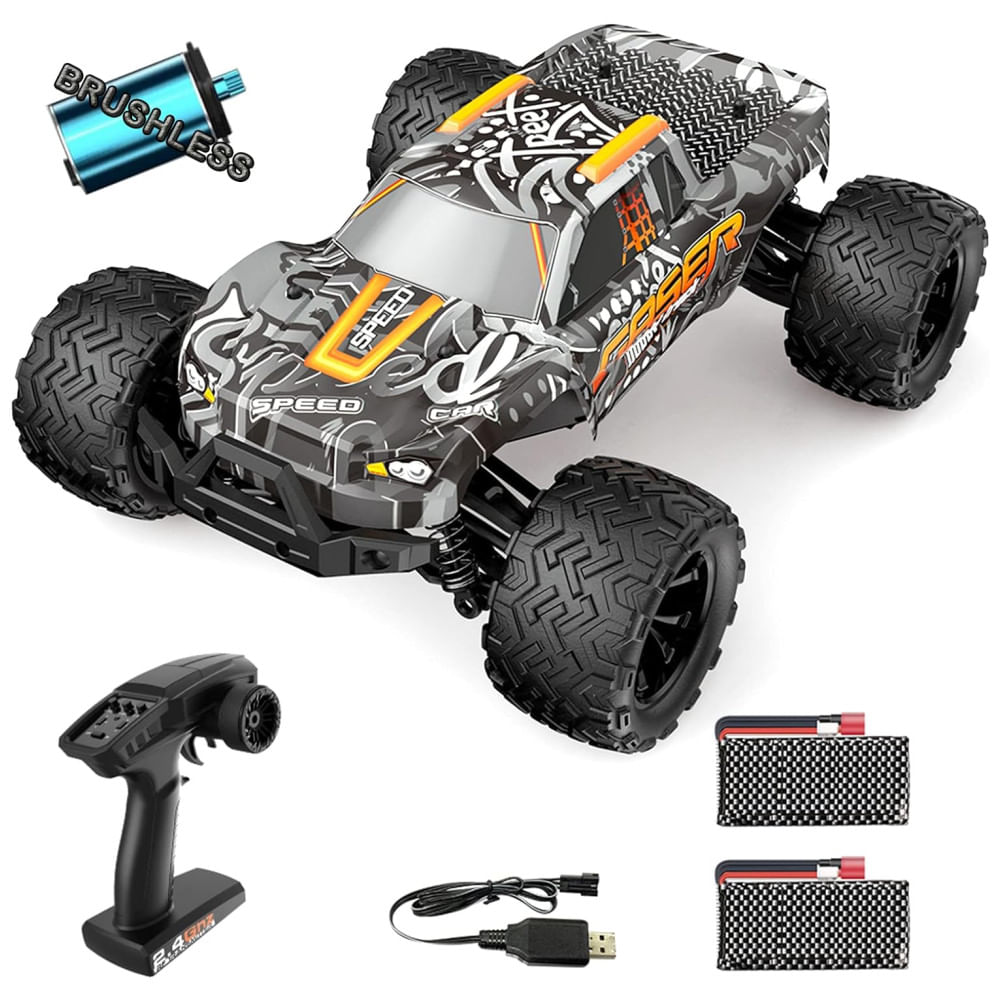 Carrinho De Controle Remoto Off Road De Alta Velocidade 45 Km/h Com 2 Baterias, Goolrc, Cinza