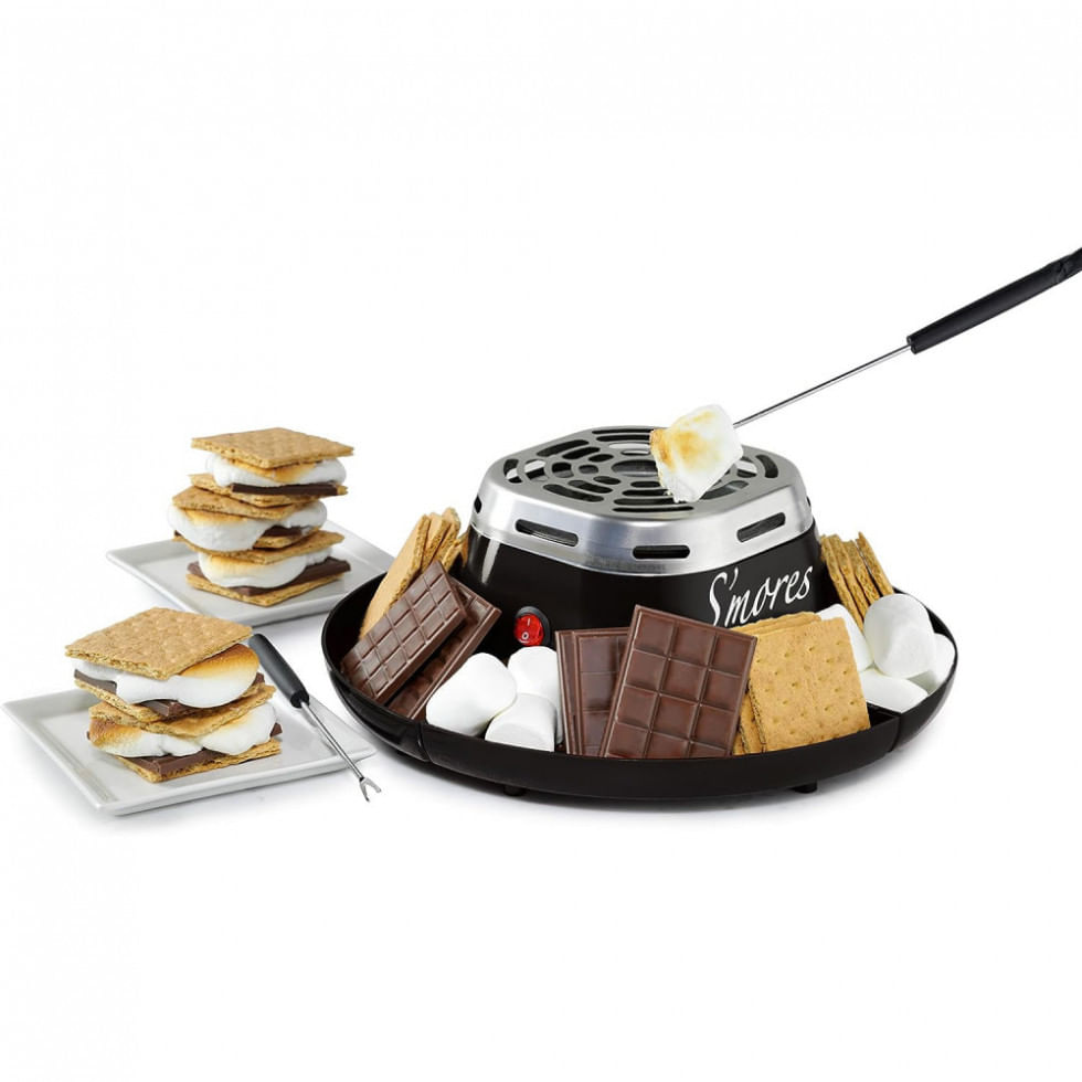 Grill Elétrico Para Marshmallow E Biscoitos Com 2 Garfos, 110v Nostalgia, Preto