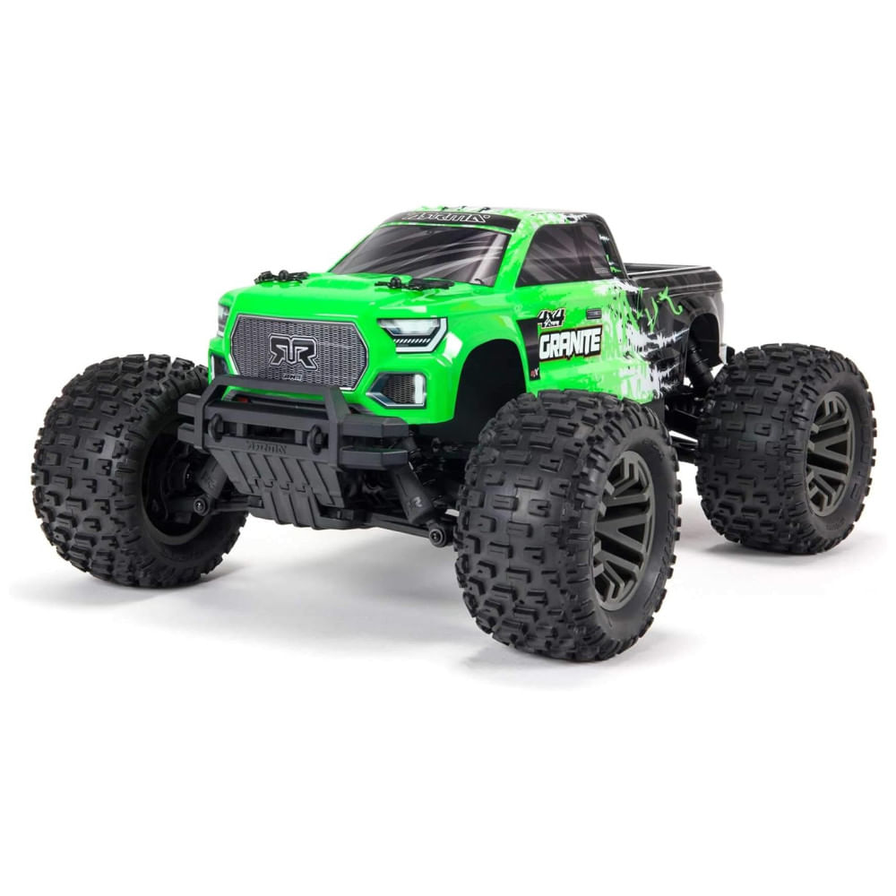 Carrinho De Controle Remoto Off Road, Escala 1:10 Com Transmissor, Receptor E Inclui Bateria E Carregador, Arrma Granito 4x4, Verde