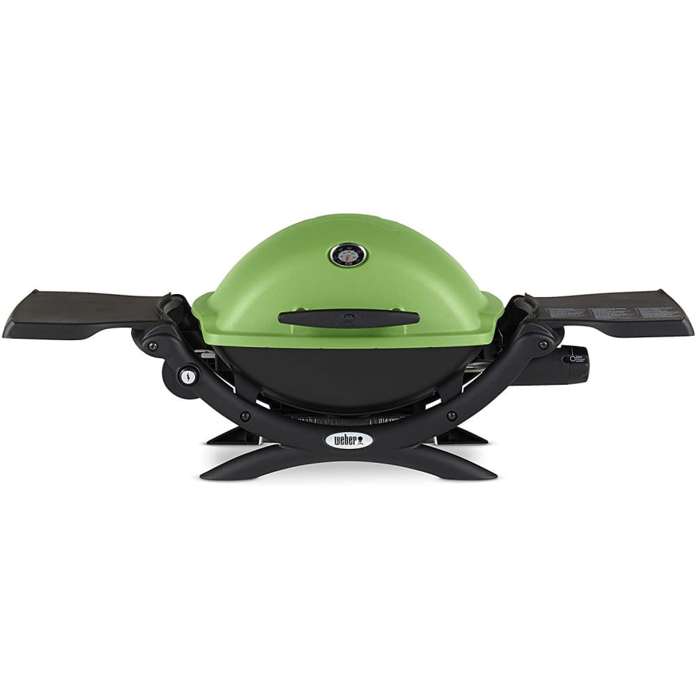 Weber Q1200 Churrasqueira a Gás Portátil com Mesa Auxiliar 8500 BTU serve até 3 Pessoas Verde