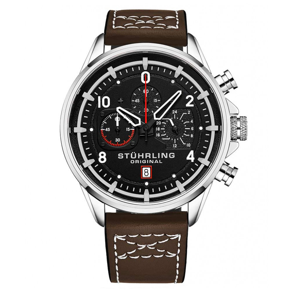 Relogio Masculino Stuhrling Aviador 929 Quartzo 45mm, Marrom