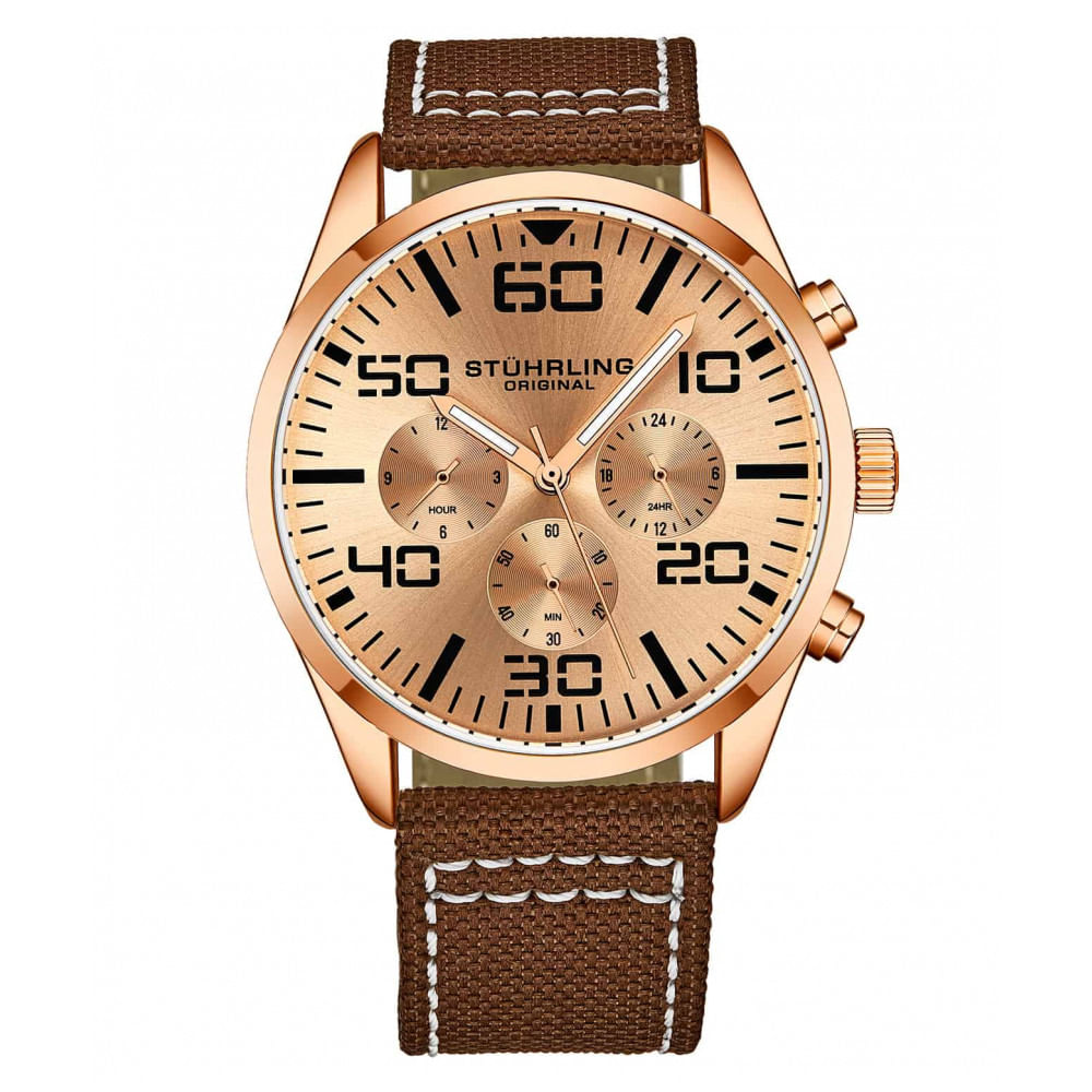 Relogio Masculino Stuhrling Aviador 4001 Quartzo 42mm, Marrom