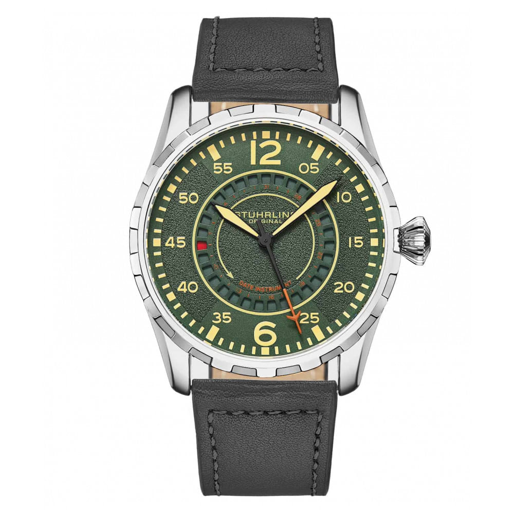 Relogio Masculino Stuhrling Aviador 4002 Quartzo 44mm Com Cronografo, Verde