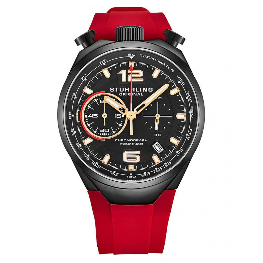 Relogio Masculino Stuhrling Torero 894.04 Quartzo 42mm Com Cronografo, Vermelho