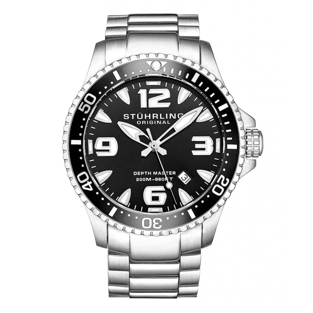 Relogio Masculino Stuhrling Regata 842 Quartzo 43mm, Prata E Preto