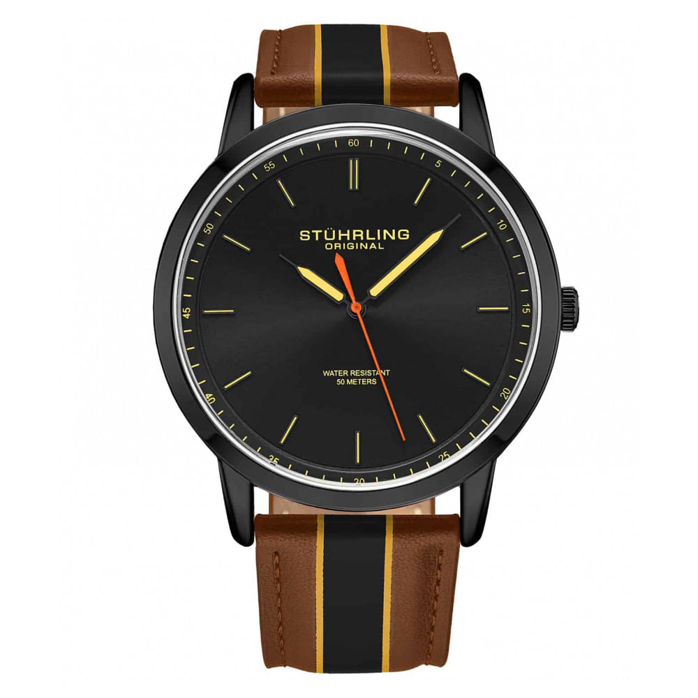 Relogio Masculino Stuhrling 3992 Quartzo 44mm, Marrom E Preto