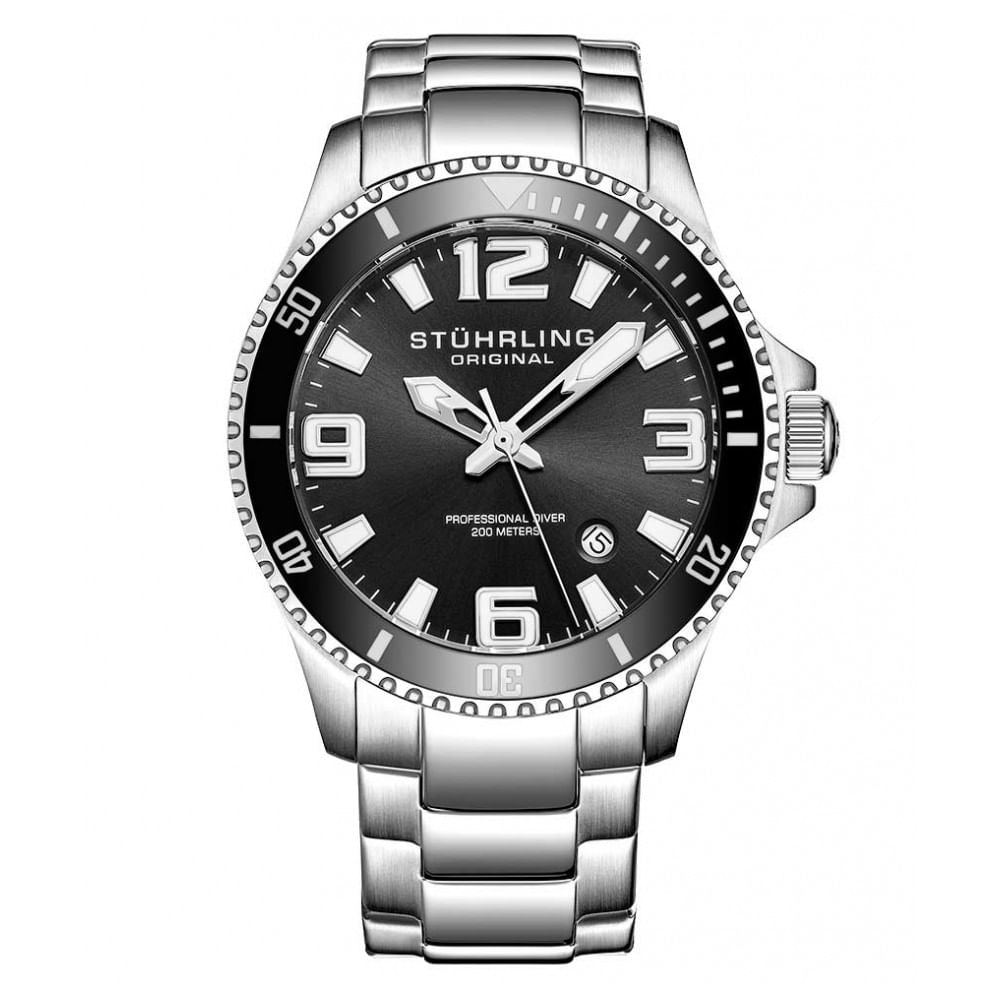 Relogio Masculino Stuhrling Regatta Champion 395 Quartzo 42mm, Prata E Preto