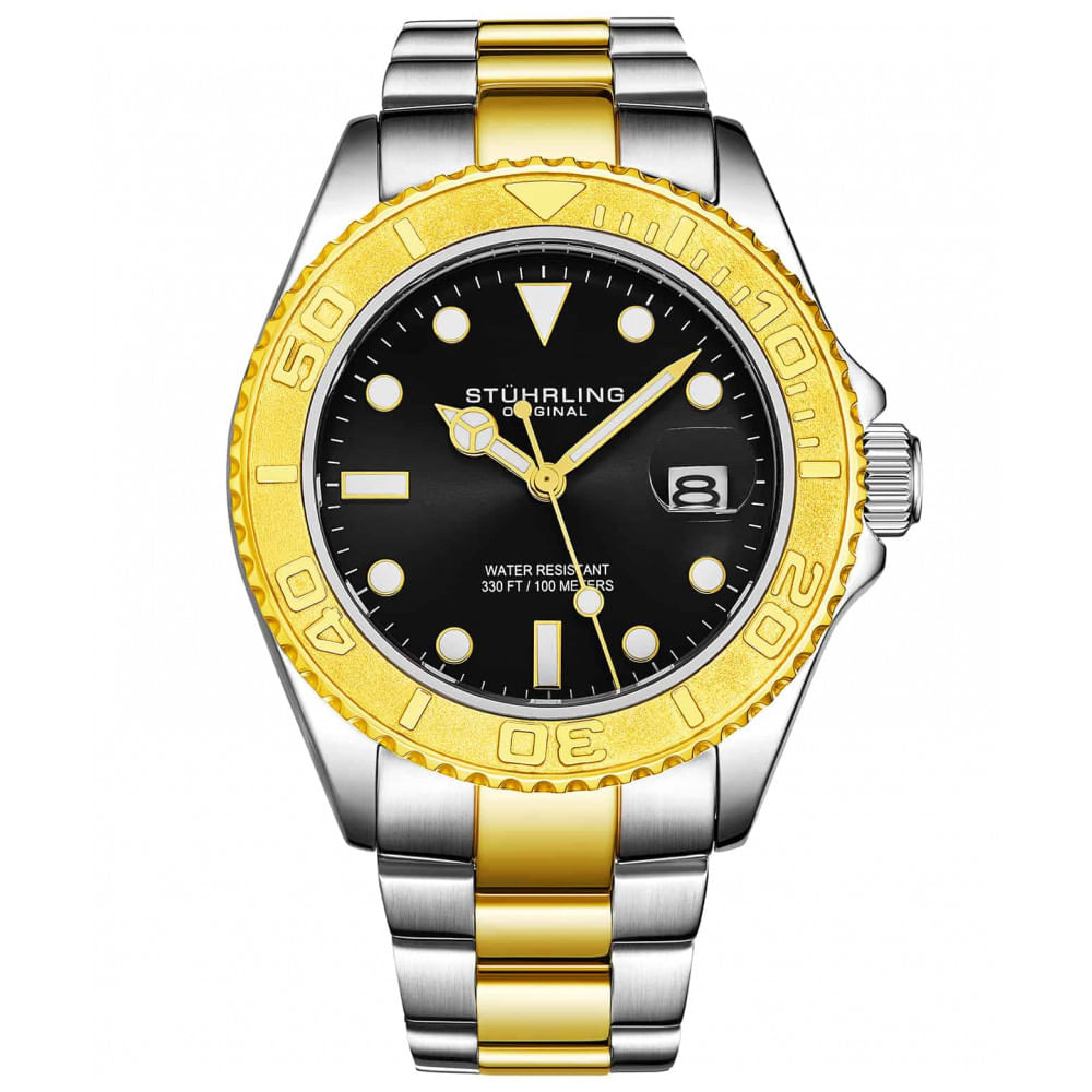 Relogio Masculino Stuhrling Oceana 3967 Quartzo 42mm, Prata E Dourado