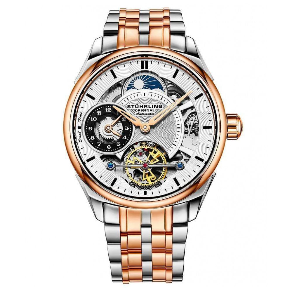 Relogio Masculino Stuhrling Presidia 943b Automatico 42mm, Prata E Ouro Rosa