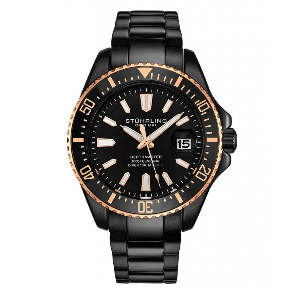 Relogio Masculino Stuhrling Depthmaster 3950a Quartzo 42mm, Preto