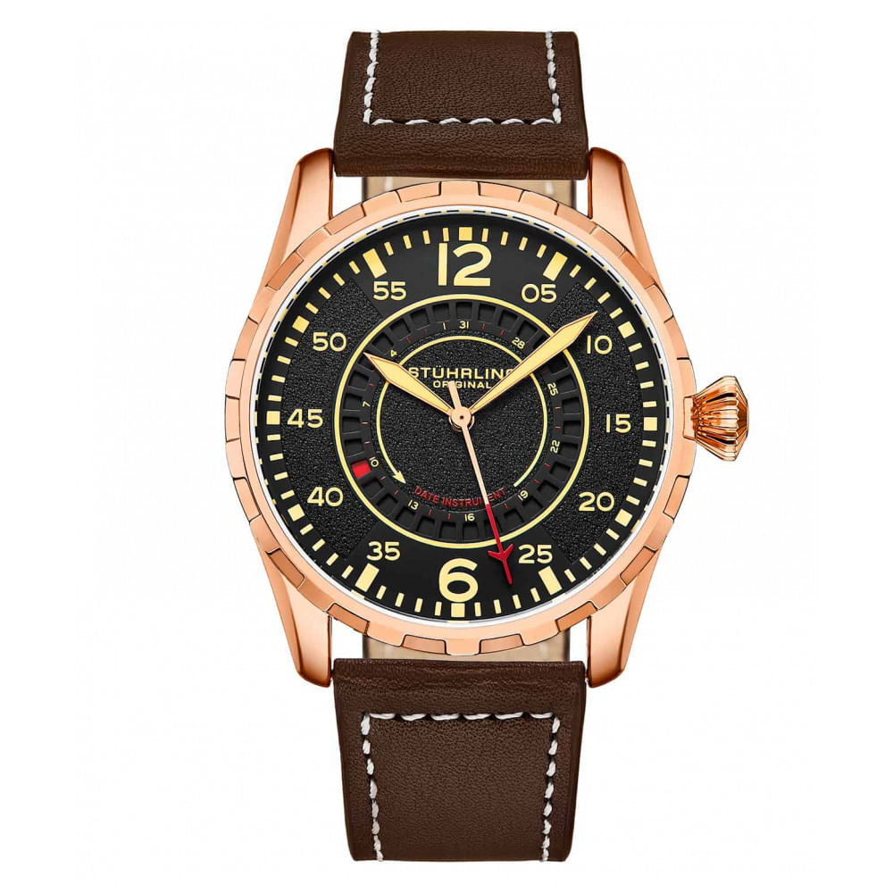 Relogio Masculino Stuhrling Aviador 4002 Quartzo 42mm, Marrom