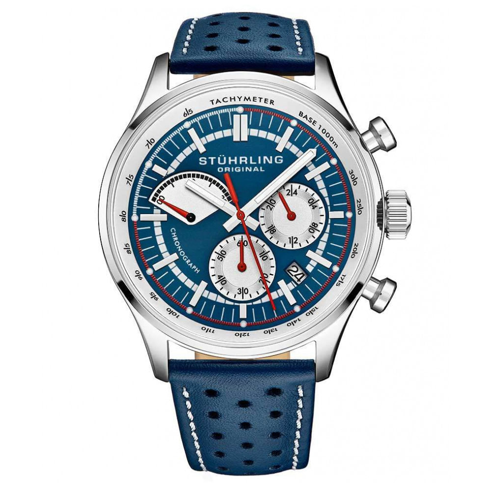 Relogio Masculino Stuhrling Monaco 934 Quartzo 42mm Com Cronografo, Prata