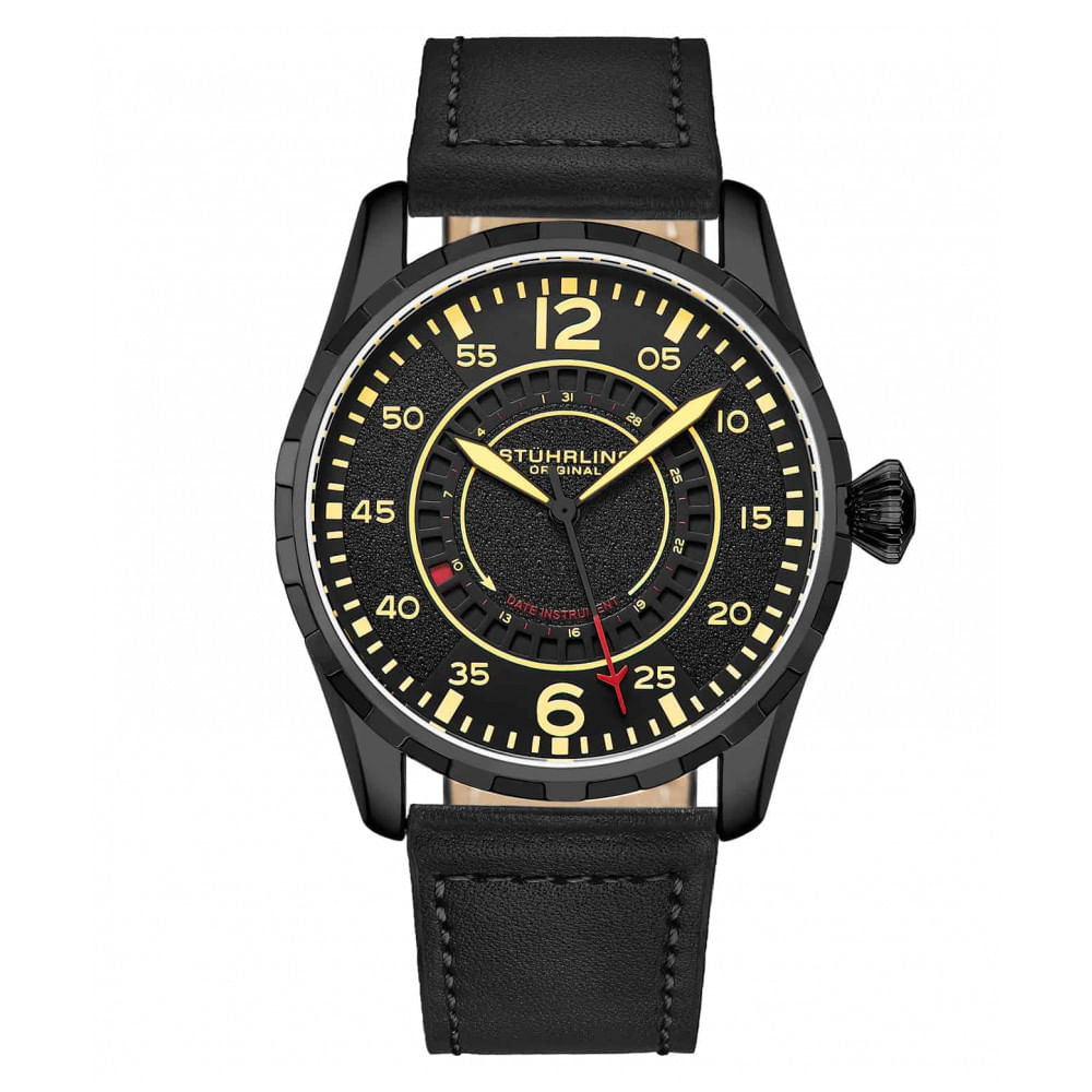 Relogio Masculino Stuhrling Aviador 4002 Quartzo 44mm, Preto