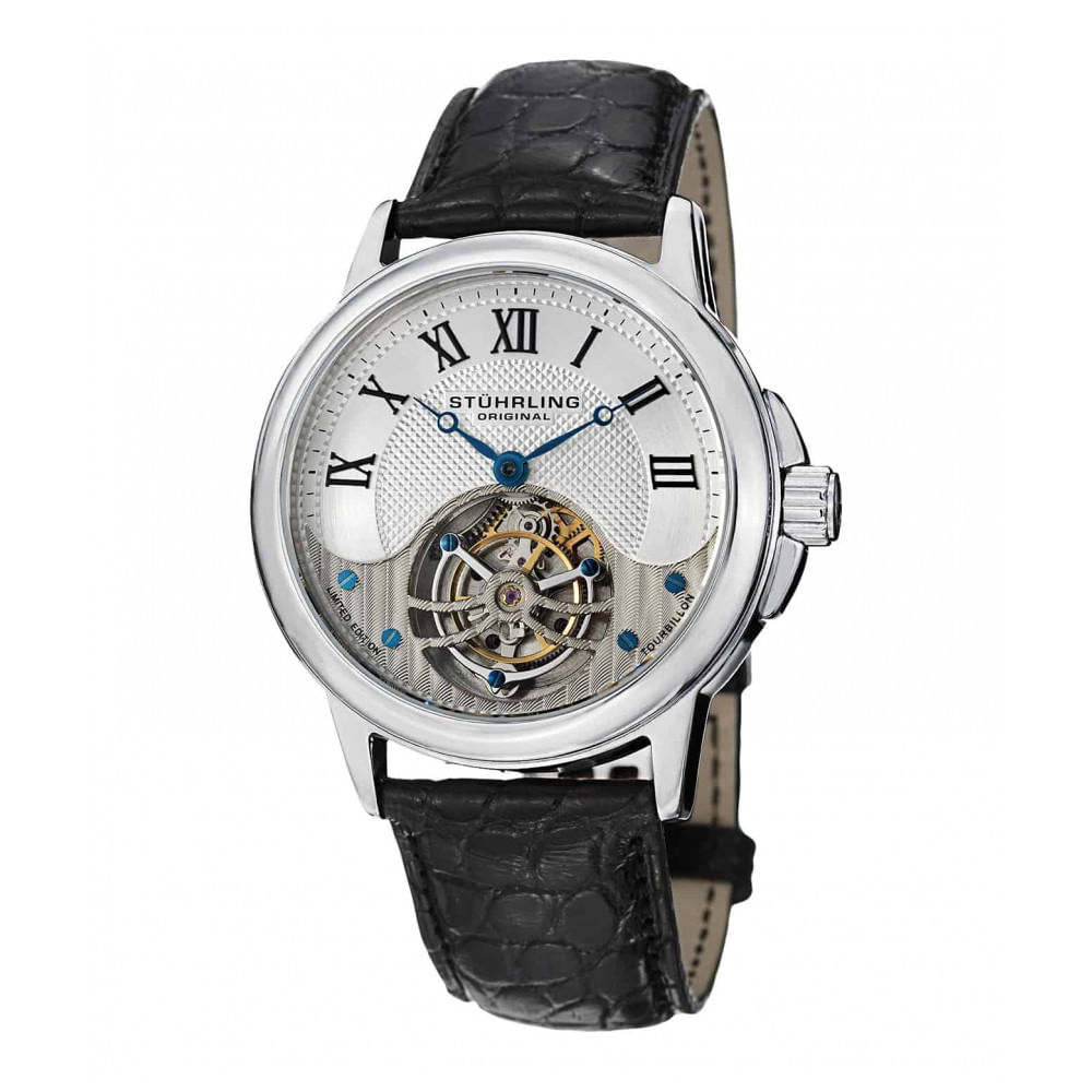 Relogio Masculino Stuhrling Aureate Tourbillon 541 Quartzo 42mm, Prata E Branco