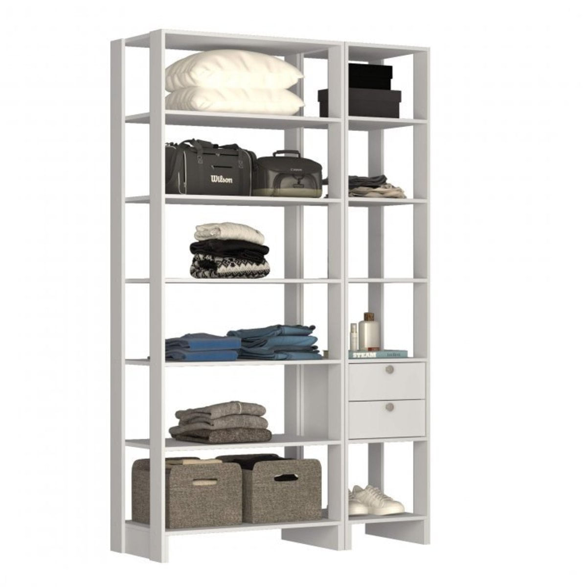 Guarda Roupa Closet 2 Peças 2 Gavetas e 11 Nichos Yes Nova Mobile Branco