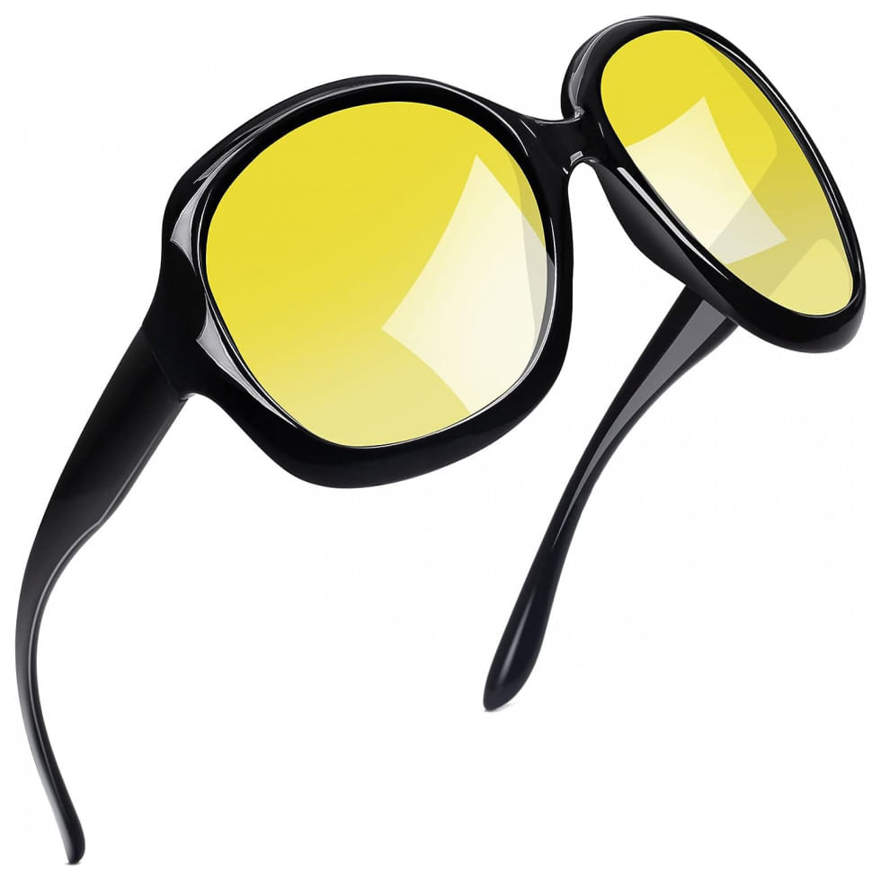 Oculos De Sol Feminino Com Protecao Uv, Joopin B11, Amarelo E Preto