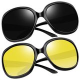 Oculos De Sol Feminino Polarizados Com Protecao Uv, Joopin D05, 2 Unidades, Preto E Preto Amarelo