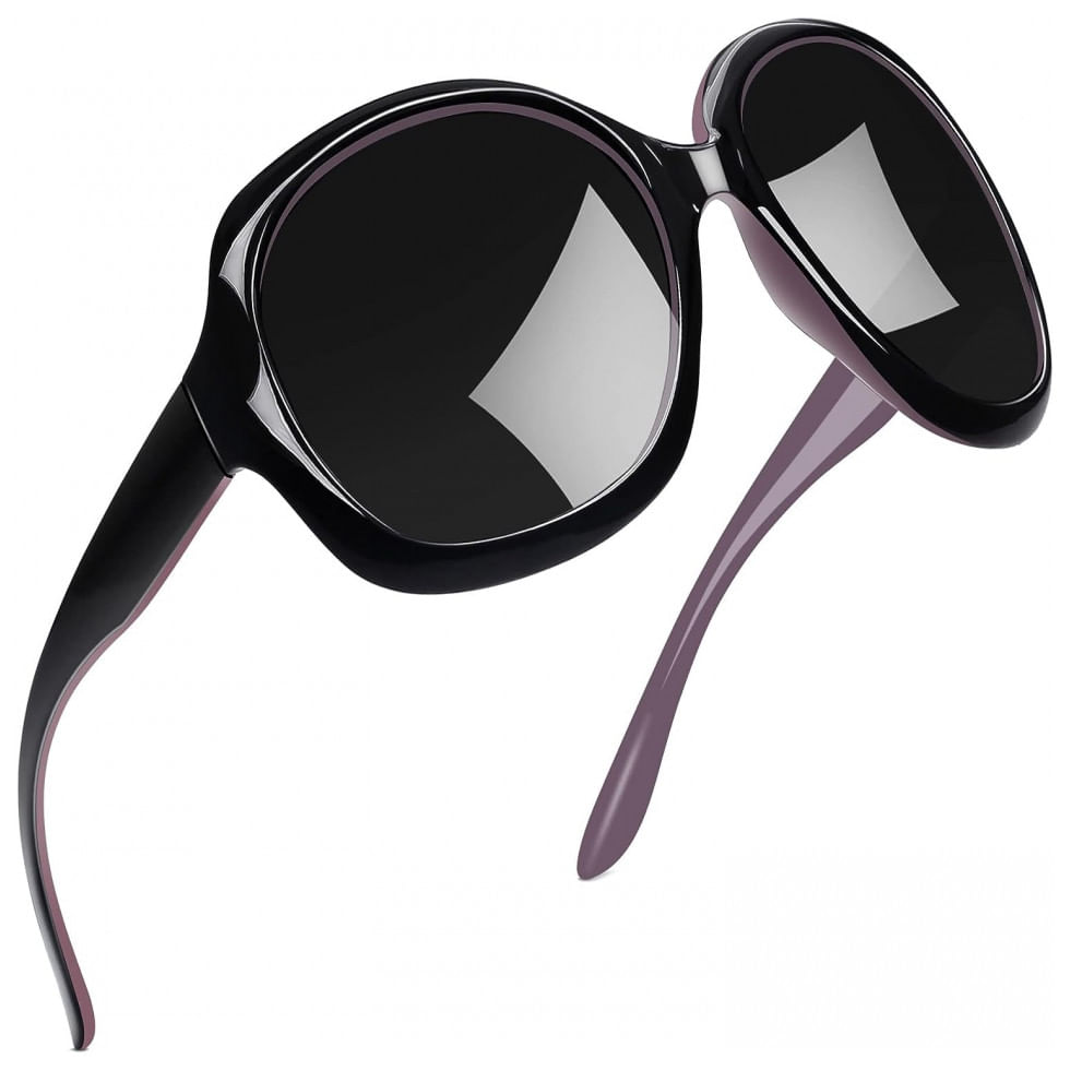 Oculos De Sol Feminino Com Protecao Uv, Joopin B22, Preto, Roxo E Cinza