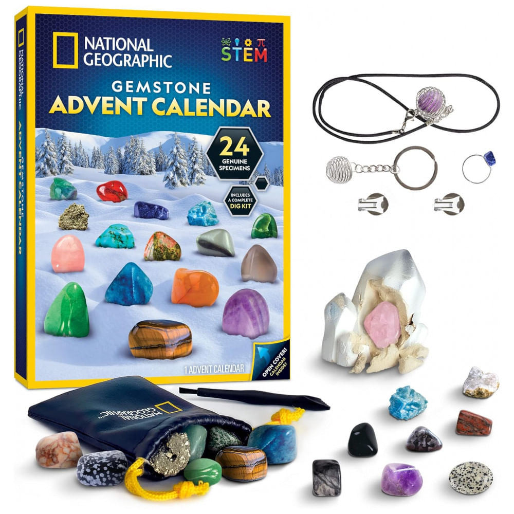 Calendário Do Advento 2023 Para Crianças Com 24 Pedras Preciosas Para Abrir A Cada Dia, National Geographic