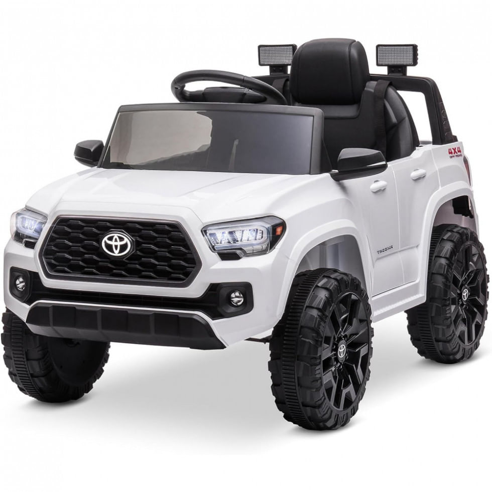 Carro Elétrico Infantil Toyota Tacoma A Bateria 12v Com Mp3, Luzes Led E Suspensão, Kidzone, Branco