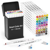 Conjunto De Canetas Artisticas 45 Cores Com Ponta Dupla E Estojo Excelente Para Adultos, Smart Color Art