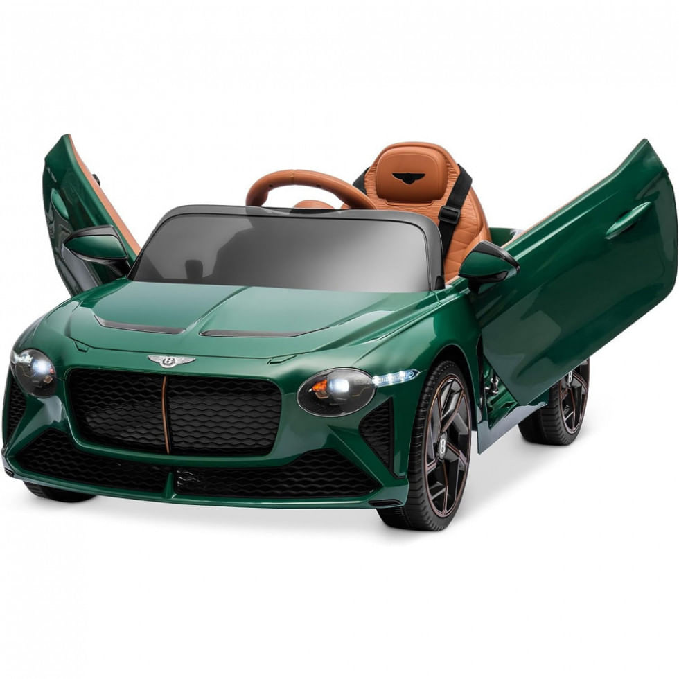 Carro Elétrico Infantil Bentley Bacalar A Bateria 12v Com 3 Velocidades, Luzes Led E Controle Remoto, Kidzone, Verde