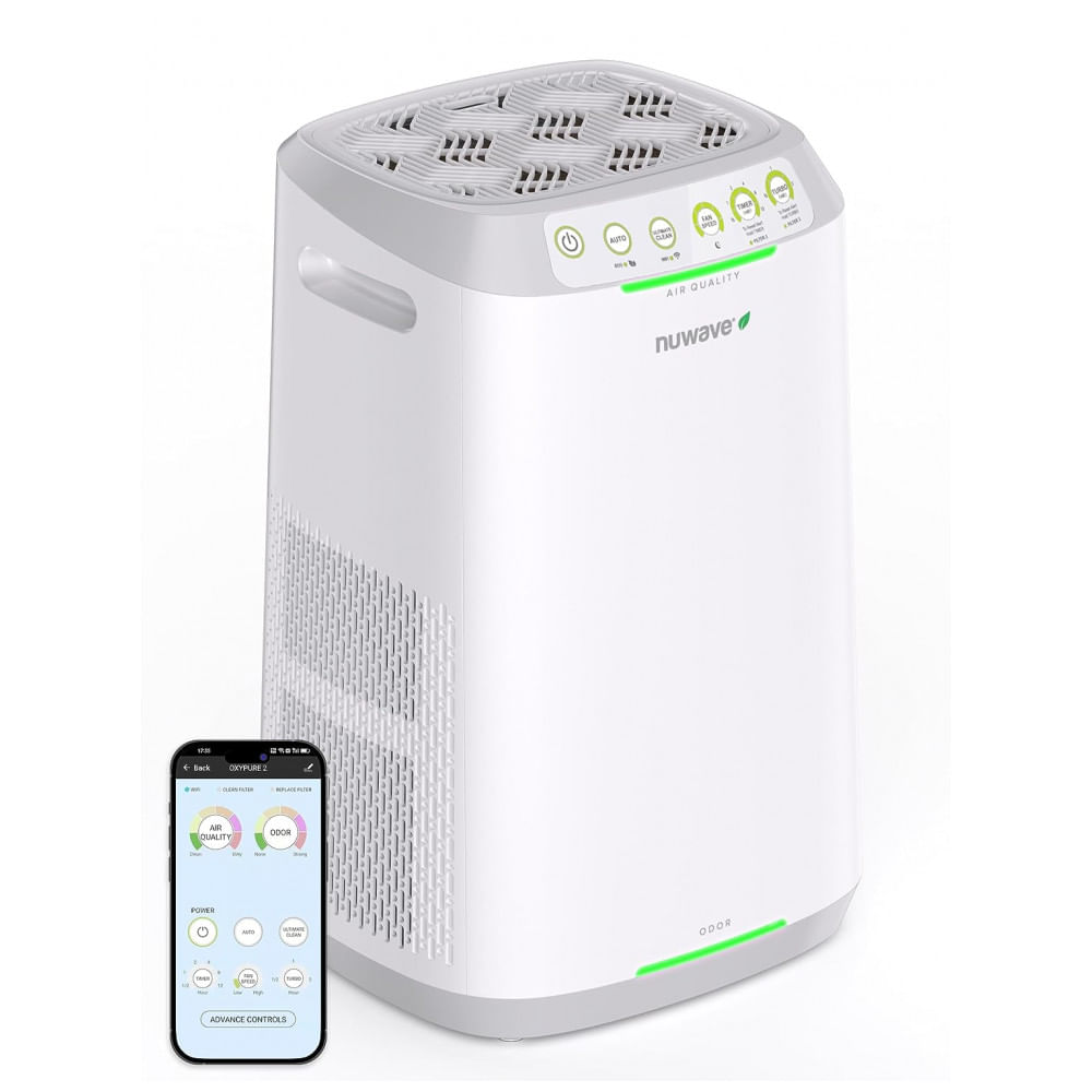 Purificador De Ar Para Espaços Até 89m2 Com Filtro Bioguard Lavável, Wifi, Sensor De Qualidade Do Ar E Odor, Nuwave Oxypure Zero, Branco