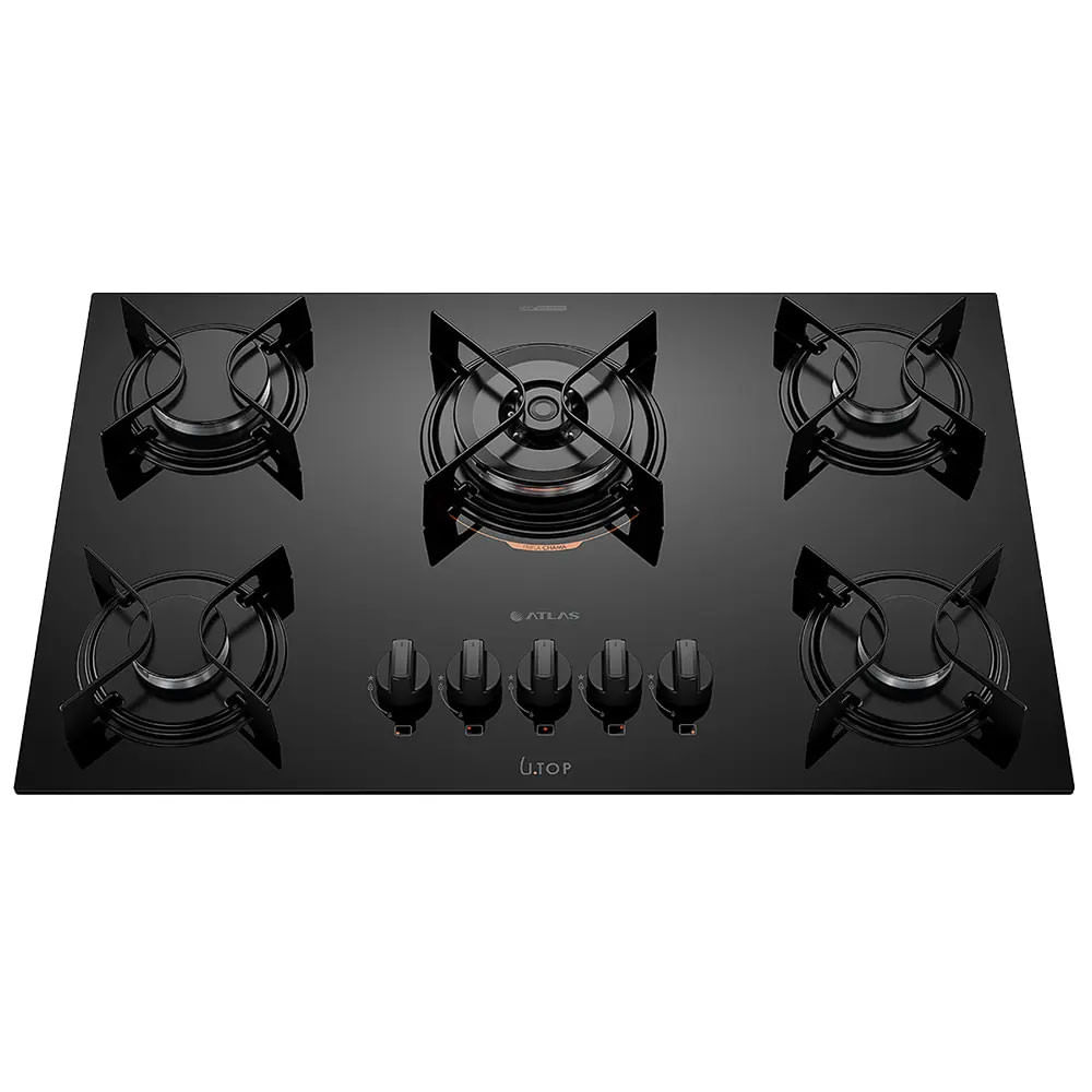 Cooktop U Top 5 Bocas Com Mesa De Vidro E Tripla Chama Atlas