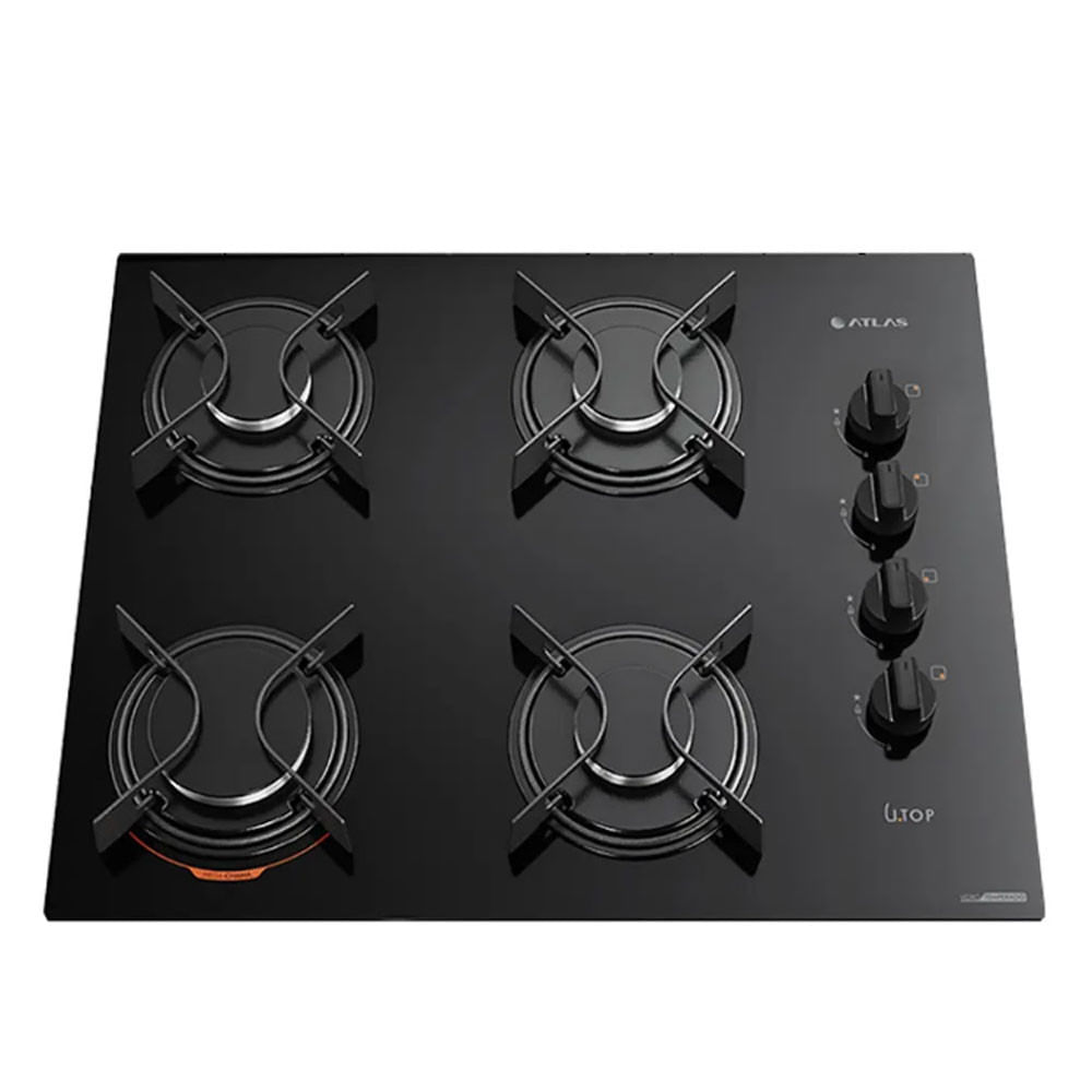 Cooktop U Top 4 Bocas Com Mesa De Vidro Atlas