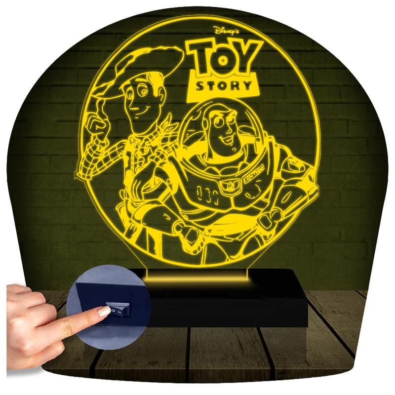 Luminária Led 3d | Toy Story Buzz Woody Abajur Amarelo